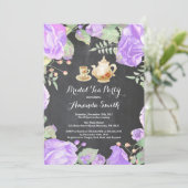 vrijgezellenfeest Tea Party Invitation Floral Kaart (Staand voorkant)