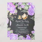 vrijgezellenfeest Tea Party Invitation Floral Kaart (Voorkant / Achterkant)