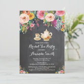 vrijgezellenfeest Tea Party Invitation Floral Kaart (Staand voorkant)