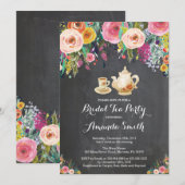 vrijgezellenfeest Tea Party Invitation Floral Kaart (Voorkant / Achterkant)