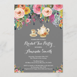 vrijgezellenfeest Tea Party Invitation Floral Kaart