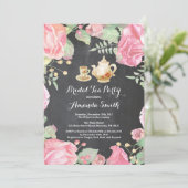 Vrijgezellenfeest Tea Party Invitation Floral Kaart (Staand voorkant)