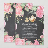 Vrijgezellenfeest Tea Party Invitation Floral Kaart (Voorkant / Achterkant)