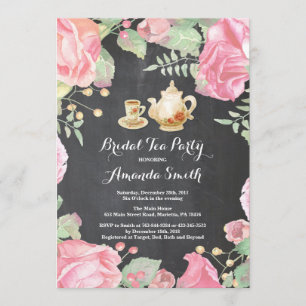 vrijgezellenfeest Tea Party Invitation Floral Kaart