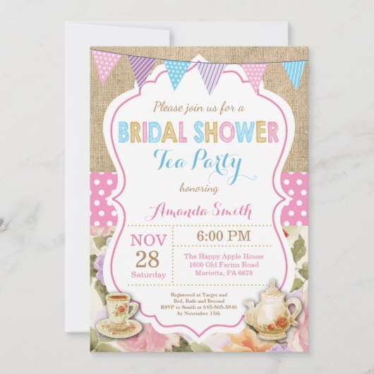 vrijgezellenfeest Tea Party Invitation Kaart (Voorkant)