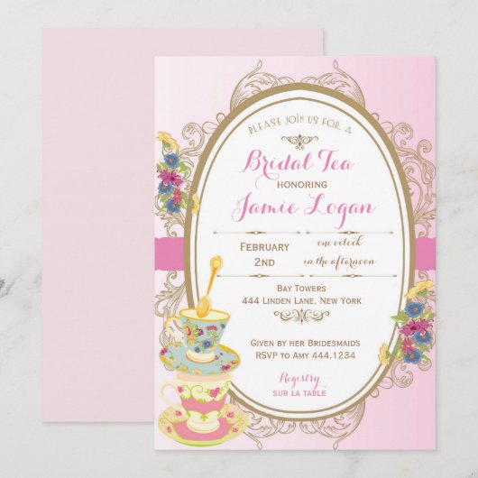 Vrijgezellenfeest Tea Party Invitation Kaart (Voorkant / Achterkant)