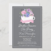 vrijgezellenfeest Tea Party Invitation Pink Hydran Kaart (Voorkant)