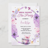 Vrijgezellenfeest Tea Party Lavendel Lila Vlinder Kaart (Voorkant)