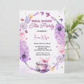 Vrijgezellenfeest Tea Party Lavendel Lila Vlinder Kaart (Staand voorkant)