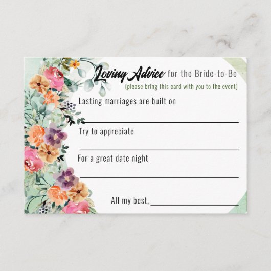 Vrijgezellenfeest Tea Party Liefdevol advies Informatiekaartje (Voorkant)