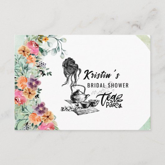 Vrijgezellenfeest Tea Party Liefdevol advies Informatiekaartje (Achterkant)