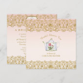 Vrijgezellenfeest Tea Party Luncheon Roze Gouden G Kaart (Voorkant / Achterkant)