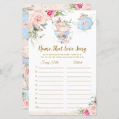 Vrijgezellenfeest Tea Party Name of Love Song Game (Voorkant / Achterkant)