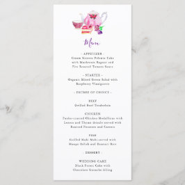 Vrijgezellenfeest Tea Party Paars Teapot Menu