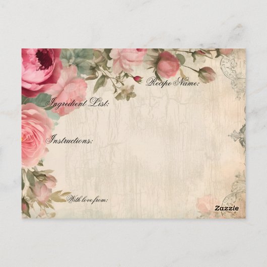 Vrijgezellenfeest Tea Party Recept Blauw Roos Bloe Briefkaart (Achterkant)