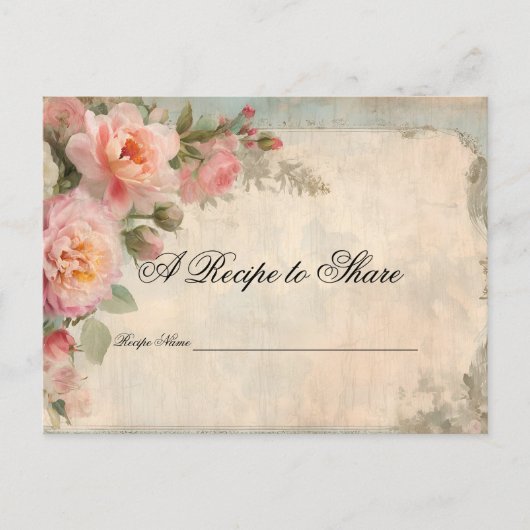 Vrijgezellenfeest Tea Party Recept Blauw Roos Bloe Briefkaart (Voorkant)