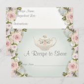 Vrijgezellenfeest Tea Party Recept Mint Roos Bloem Kaart (Voorkant / Achterkant)