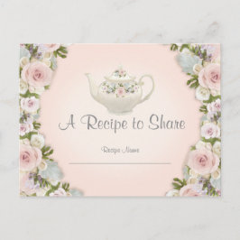 Vrijgezellenfeest Tea Party Recipe Roos  Floral Briefkaart