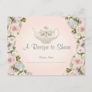 Vrijgezellenfeest Tea Party Recipe Roos  Floral Briefkaart