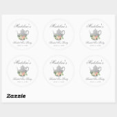Vrijgezellenfeest Tea Party roze Floral Silver Ronde Sticker (Vel)