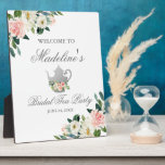 Vrijgezellenfeest Tea Party roze Floral Silver Wel Fotoplaat<br><div class="desc">Waterverf Roze Floral Silver Vrijgezellenfeest Tea Party Welcome Plaque</div>