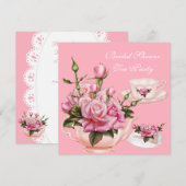 Vrijgezellenfeest Tea Party roze Rose Teapot 2 Kaart (Voorkant / Achterkant)