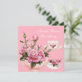 Vrijgezellenfeest Tea Party roze Rose Teapot 2 Kaart (Staand voorkant)