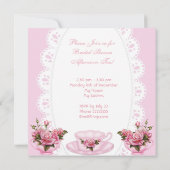 Vrijgezellenfeest Tea Party roze Rose Teapot 4 Kaart (Achterkant)