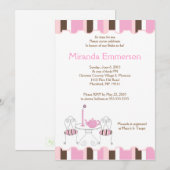 Vrijgezellenfeest Tea Party roze Stripe 5x7 Kaart (Voorkant / Achterkant)