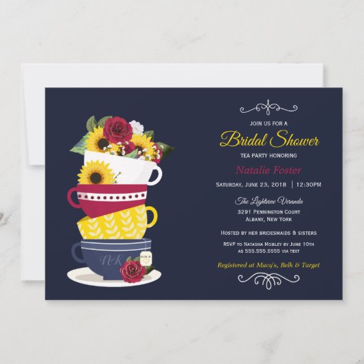 Vrijgezellenfeest Tea Party Rozen & Zonnebloemen - Kaart (Voorkant)