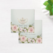 Vrijgezellenfeest Tea Party Sage Pink Roses Gift L Vierkante Visitekaartjes (Bureau)
