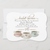 Vrijgezellenfeest Tea Party Teacup Gold Glitter Mo Kaart (Voorkant)