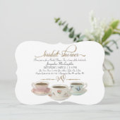 Vrijgezellenfeest Tea Party Teacup Gold Glitter Mo Kaart (Staand voorkant)