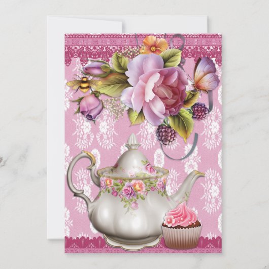 Vrijgezellenfeest Tea Party-uitnodigingen Kaart (Achterkant)