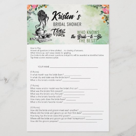 Vrijgezellenfeest Tea Party Wie Weet Beste Game Ka Briefpapier (Voorkant)