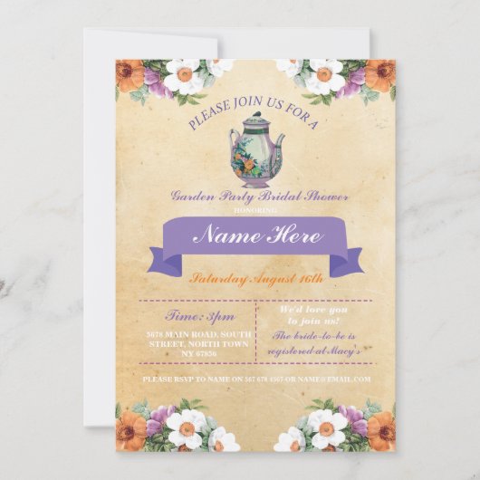 vrijgezellenfeest Teapot Alice in Wonderland nodig Kaart (Voorkant)