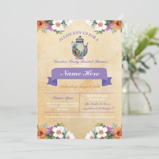 vrijgezellenfeest Teapot Alice in Wonderland nodig Kaart (Staand voorkant)