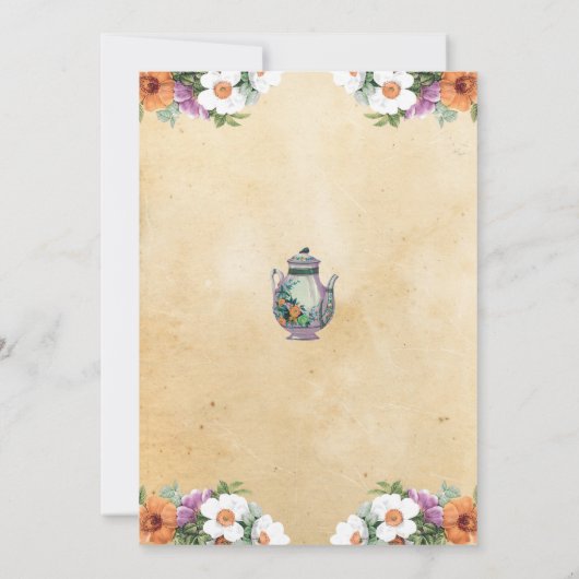 vrijgezellenfeest Teapot Alice in Wonderland nodig Kaart (Achterkant)