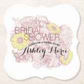 Vrijgezellenfeest Terra Cotta Outline Bouquet Cust Kartonnen Onderzetters (Voorkant)