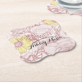 Vrijgezellenfeest Terra Cotta Outline Bouquet Sjab Kartonnen Onderzetters