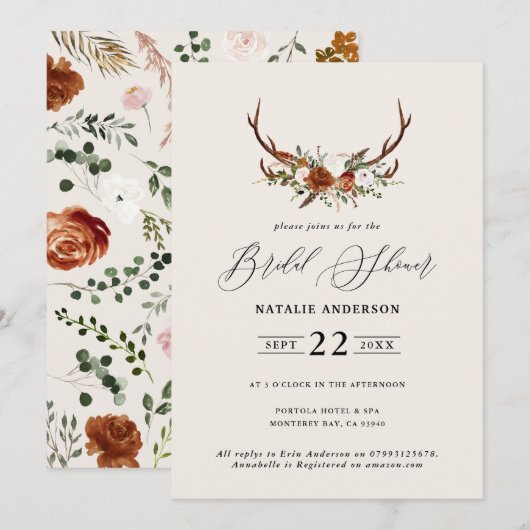 Vrijgezellenfeest terracotta stag elegant rustige  kaart (Voorkant / Achterkant)