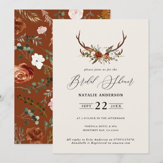 Vrijgezellenfeest terracotta stag elegant rustige  kaart (Voorkant / Achterkant)