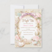 Vrijgezellenfeest thee party uitnodiging High Tea  (Voorkant)