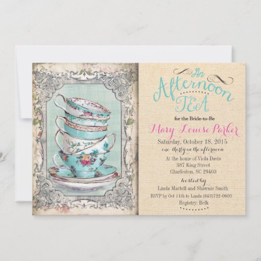  Vrijgezellenfeest Thee Uitnodiging (Voorkant)