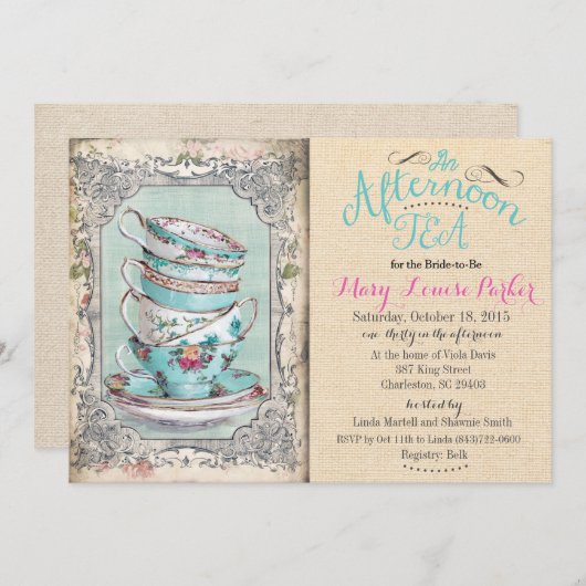 Vrijgezellenfeest Thee Uitnodiging (Voorkant / Achterkant)