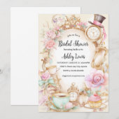 Vrijgezellenfeest thee uitnodiging, Alice theefees Kaart (Voorkant / Achterkant)