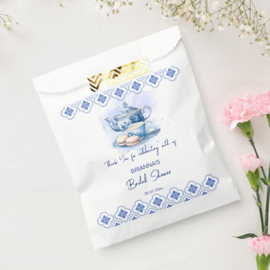 Vrijgezellenfeest theefeest gunsten blauw tegels t bedankzakje (Gezegeld)