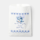 Vrijgezellenfeest theefeest gunsten blauw tegels t bedankzakje (Voorkant)