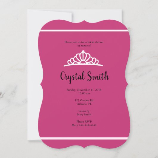 Vrijgezellenfeest Tiara Pink Stripe Kaart (Voorkant)