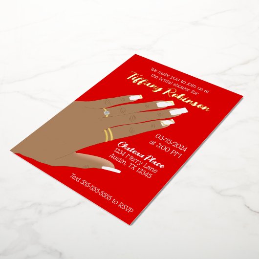 Vrijgezellenfeest toont ring Afro-Amerikaans Real Folie Uitnodiging (Gedraaid)